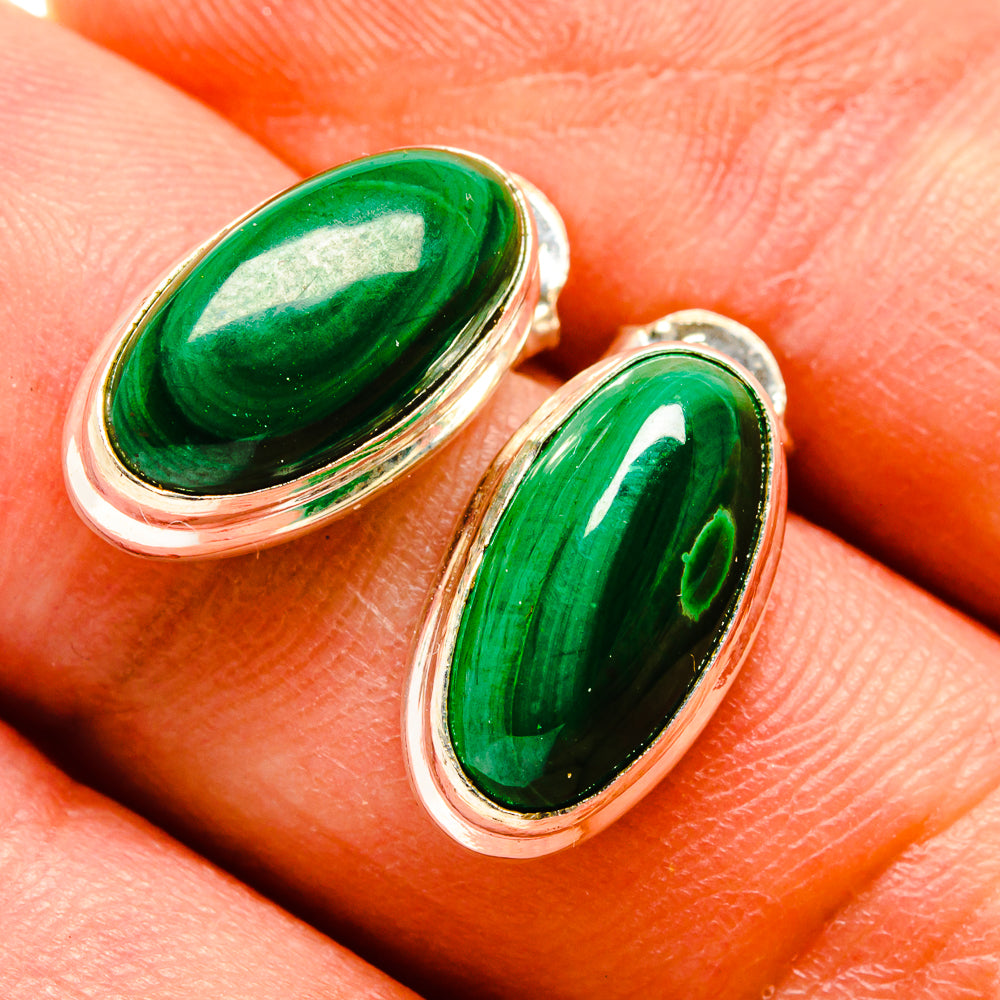 Malachite Earrings handcrafted by Anasilvercos - EARR416036