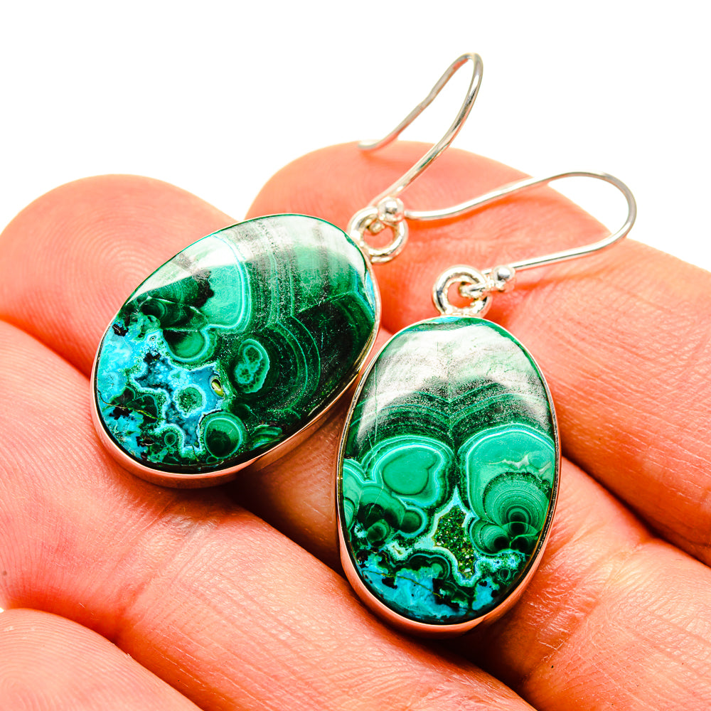 Malachite In Chrysocolla Earrings handcrafted by Anasilvercos - EARR416041