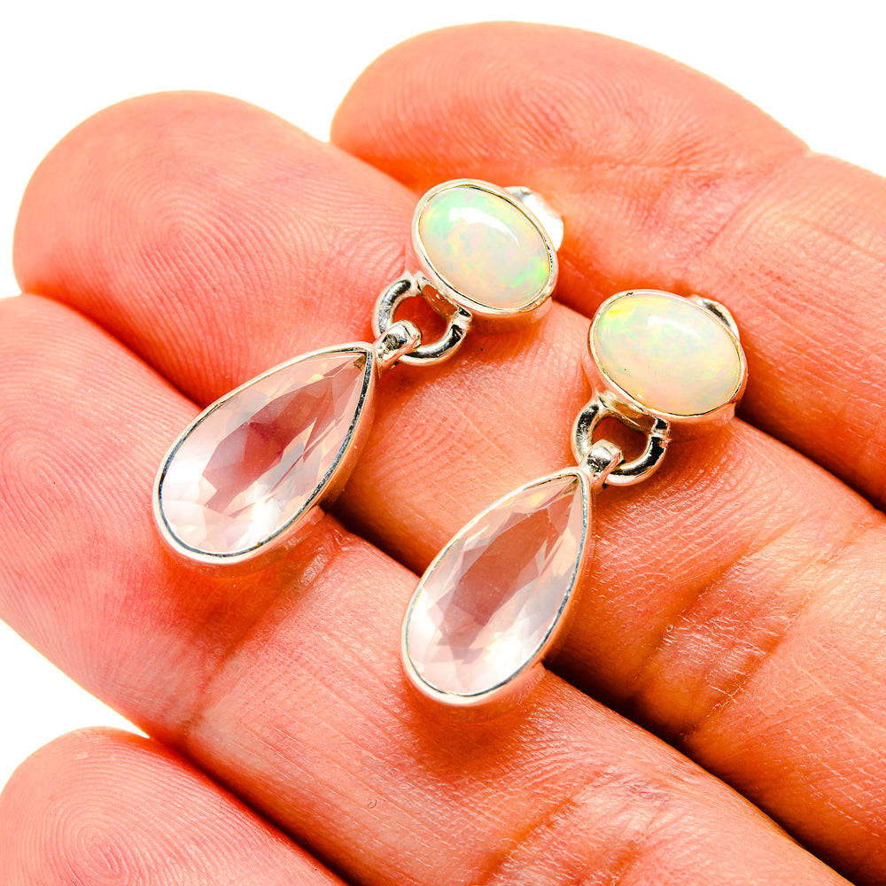 Rose Quartz Earrings handcrafted by Anasilvercos - EARR416054