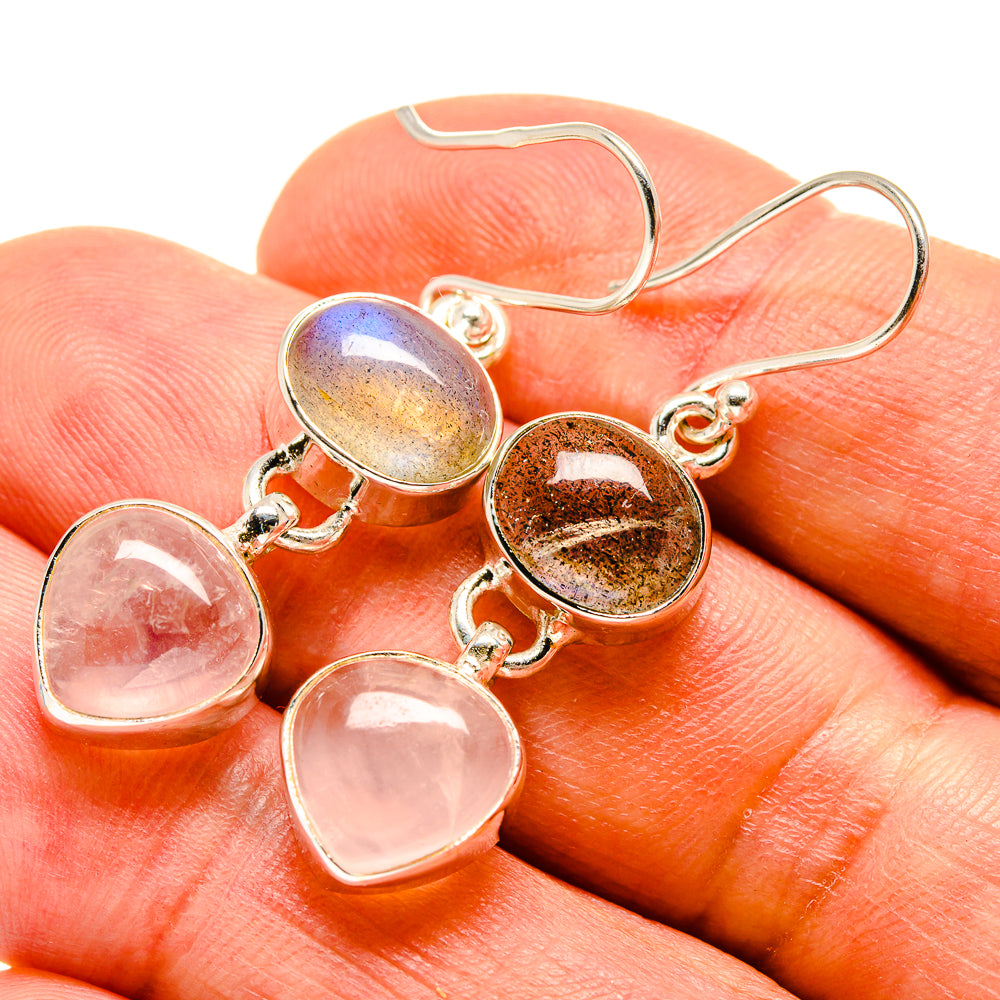Rose Quartz Earrings handcrafted by Anasilvercos - EARR416063