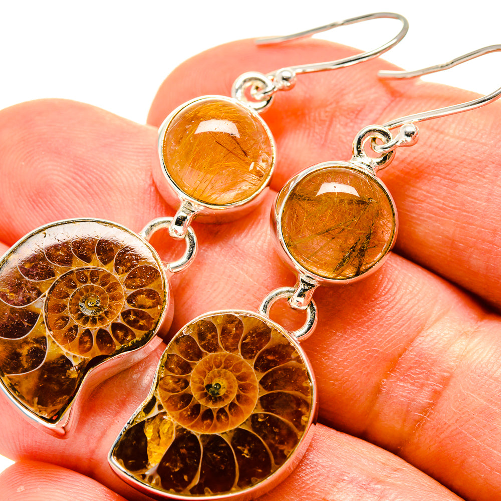 Ammonite Fossil Earrings handcrafted by Anasilvercos - EARR416068