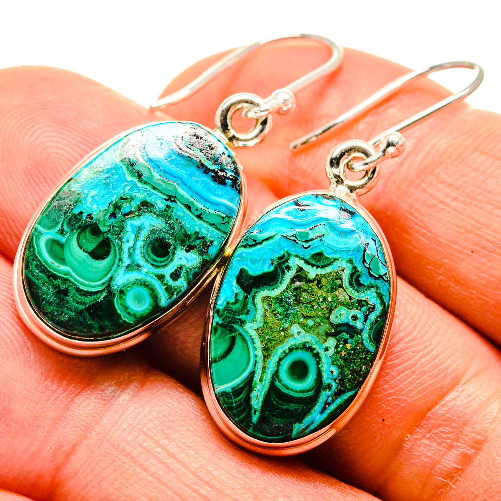 Malachite In Chrysocolla Earrings handcrafted by Anasilvercos - EARR416083