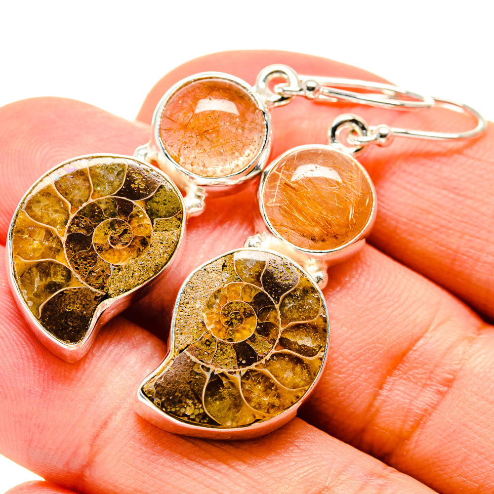 Ammonite Fossil Earrings handcrafted by Anasilvercos - EARR416092