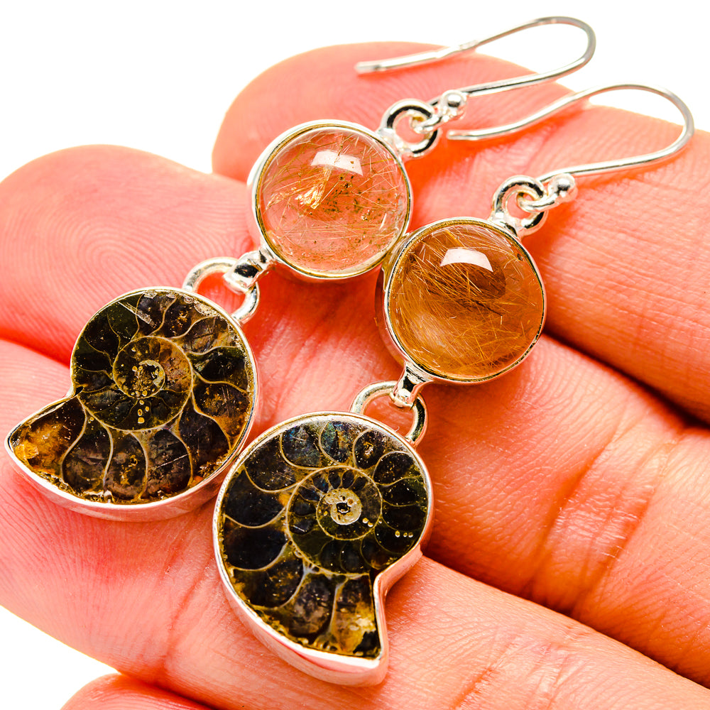 Ammonite Fossil Earrings handcrafted by Anasilvercos - EARR416094