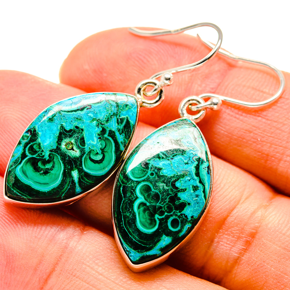 Malachite In Chrysocolla Earrings handcrafted by Anasilvercos - EARR416096