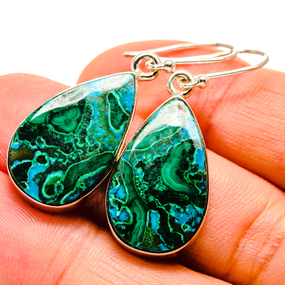 Malachite In Chrysocolla Earrings handcrafted by Anasilvercos - EARR416101