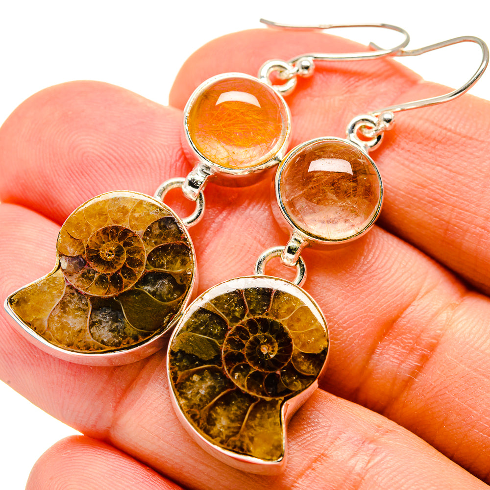 Ammonite Fossil Earrings handcrafted by Anasilvercos - EARR416104