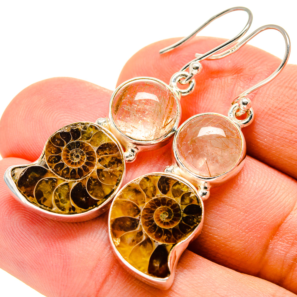 Ammonite Fossil Earrings handcrafted by Anasilvercos - EARR416109