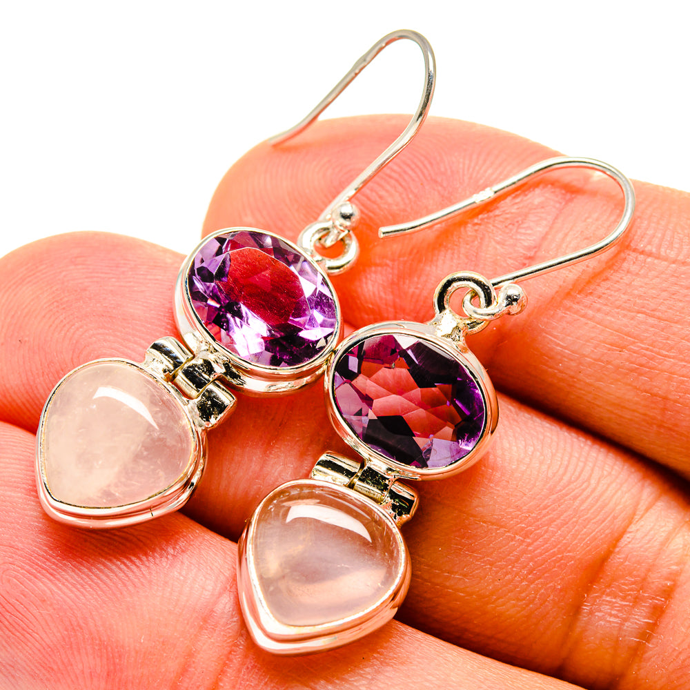Rose Quartz Earrings handcrafted by Anasilvercos - EARR416110