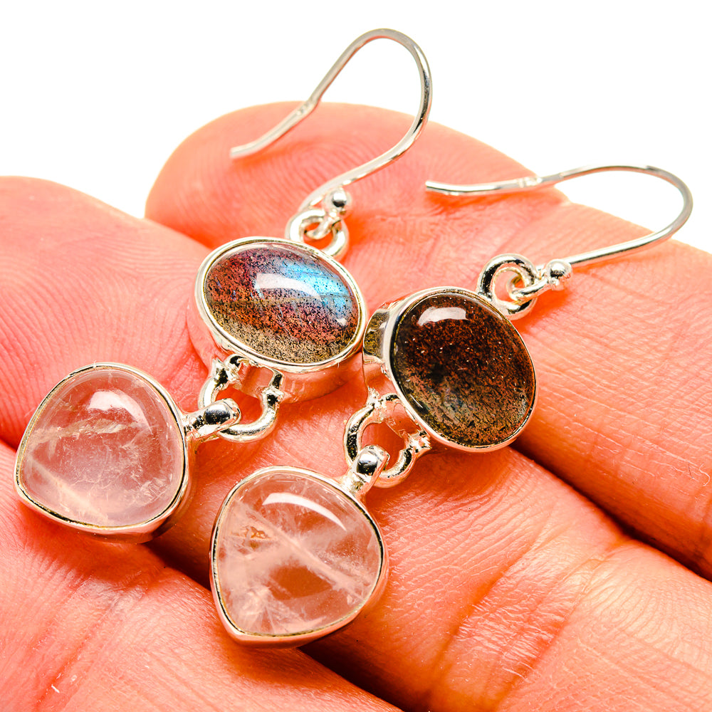 Rose Quartz Earrings handcrafted by Anasilvercos - EARR416124