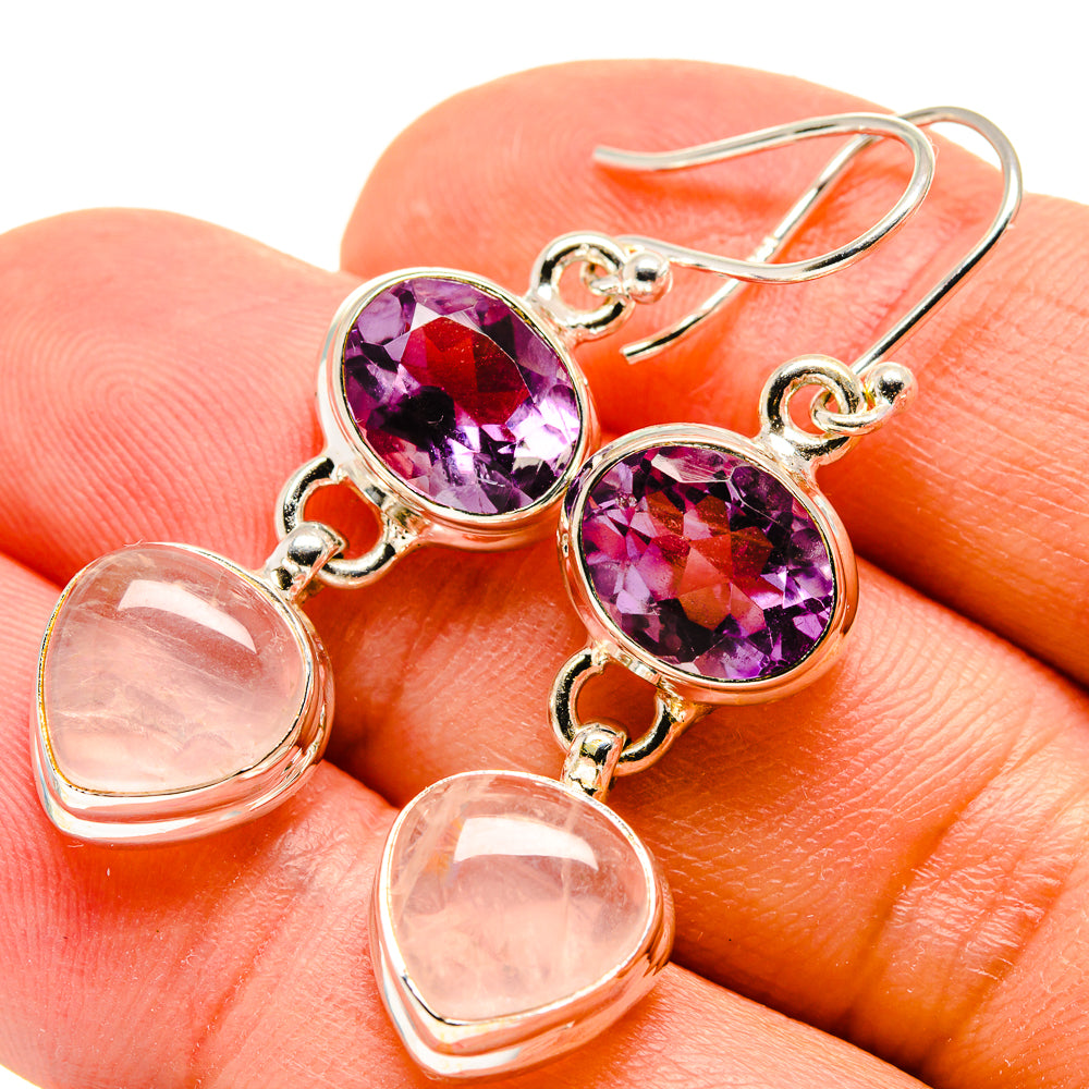 Rose Quartz Earrings handcrafted by Anasilvercos - EARR416126