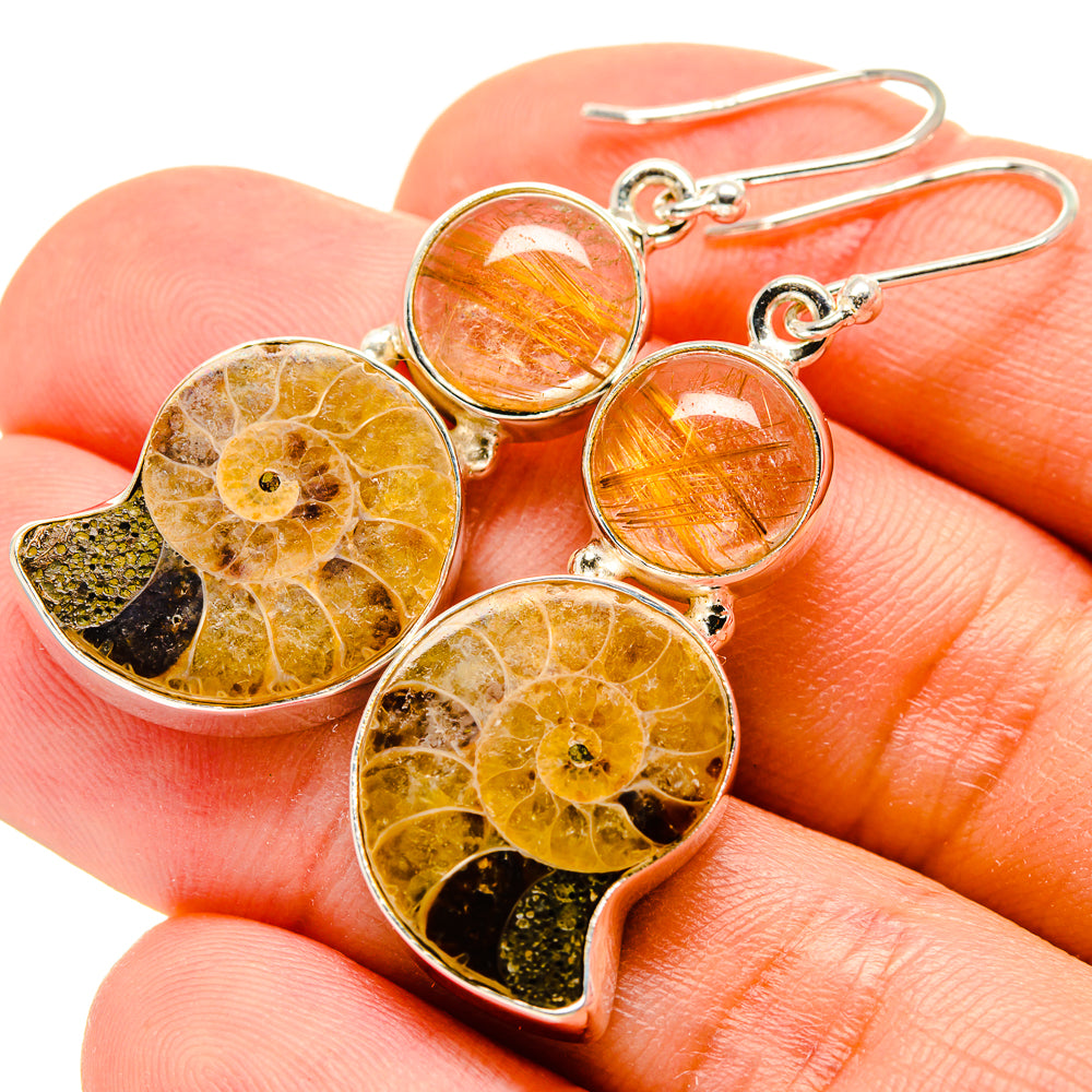 Ammonite Fossil Earrings handcrafted by Anasilvercos - EARR416128