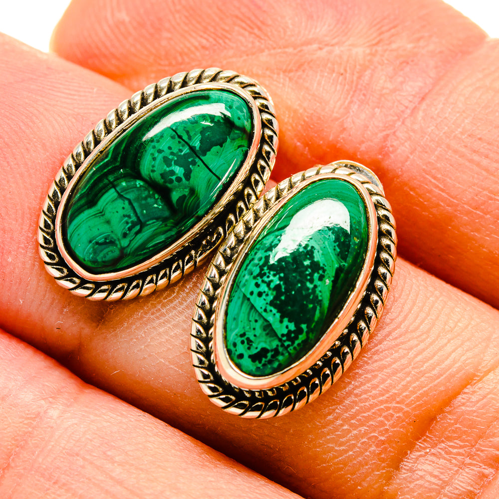 Malachite Earrings handcrafted by Anasilvercos - EARR416137