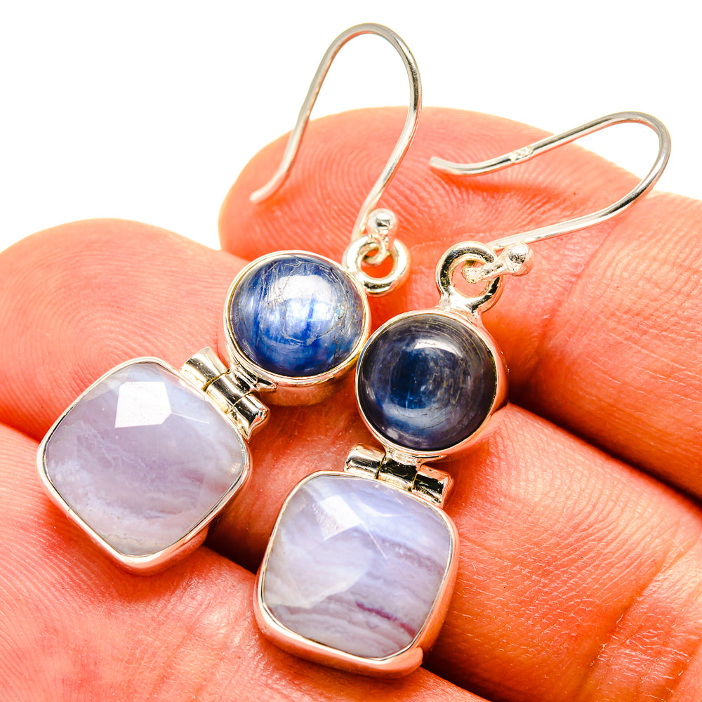 Blue Lace Agate Earrings handcrafted by Anasilvercos - EARR416148