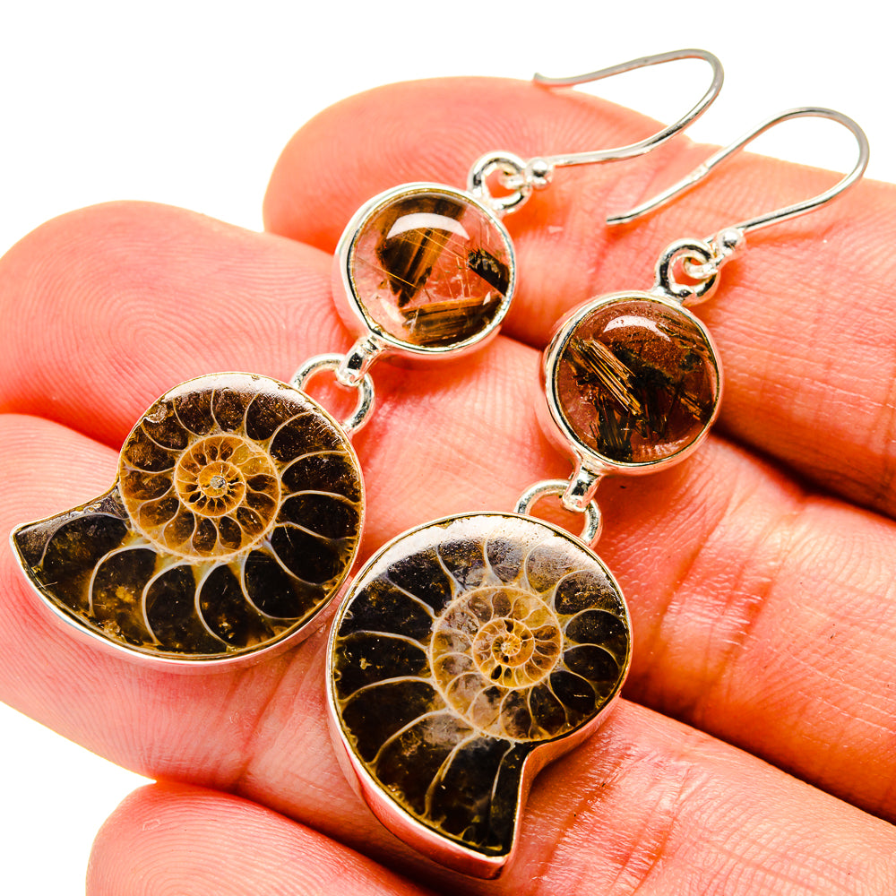 Ammonite Fossil Earrings handcrafted by Anasilvercos - EARR416172