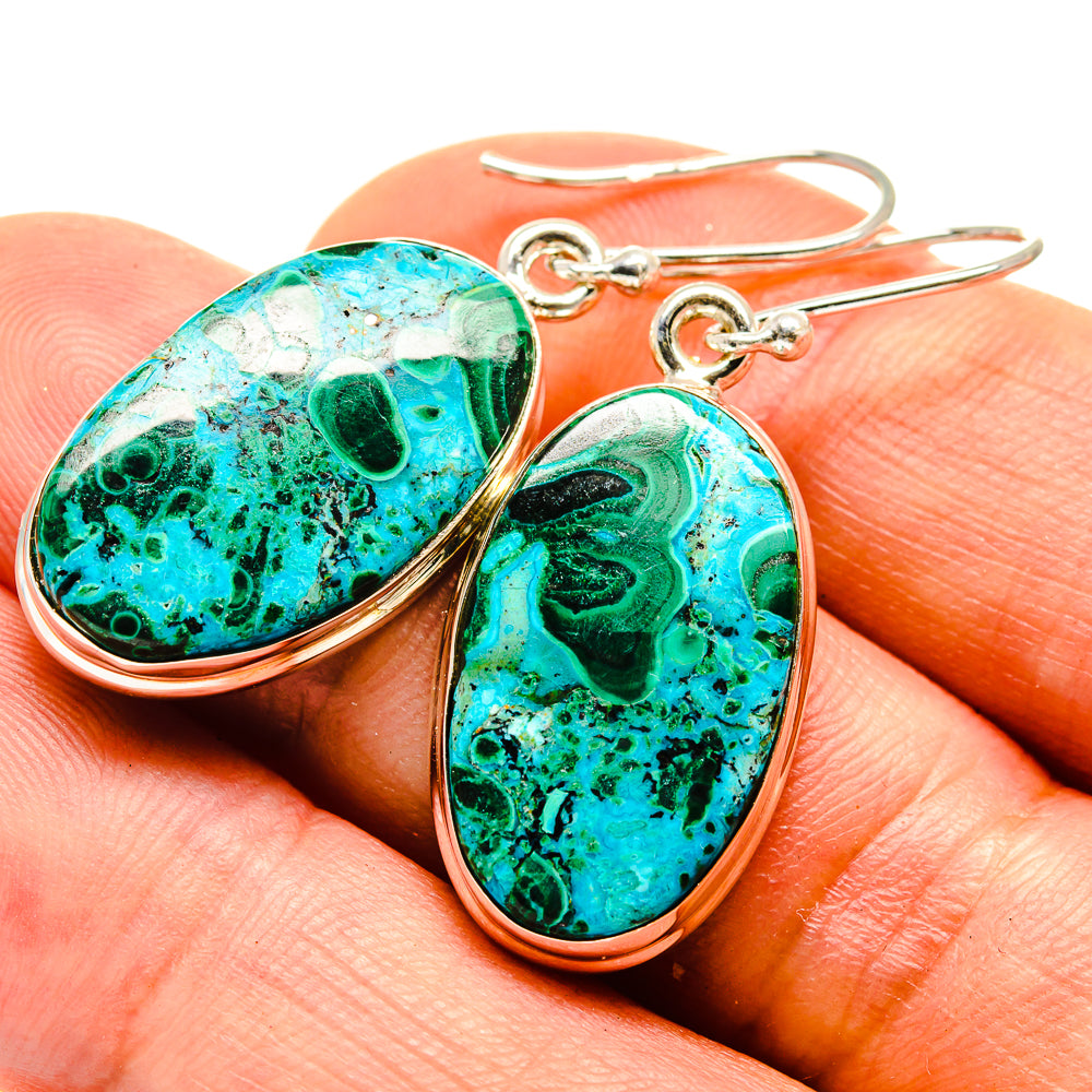 Malachite In Chrysocolla Earrings handcrafted by Anasilvercos - EARR416191
