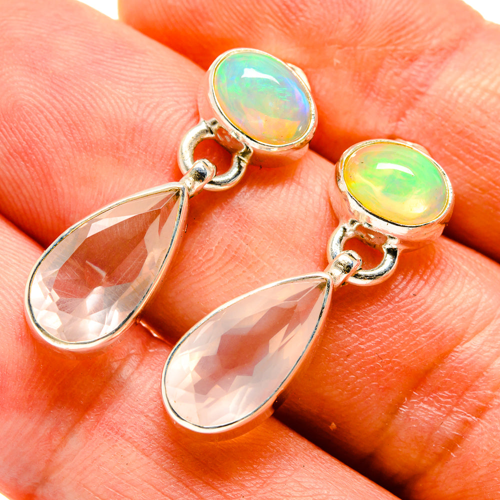 Rose Quartz Earrings handcrafted by Anasilvercos - EARR416196