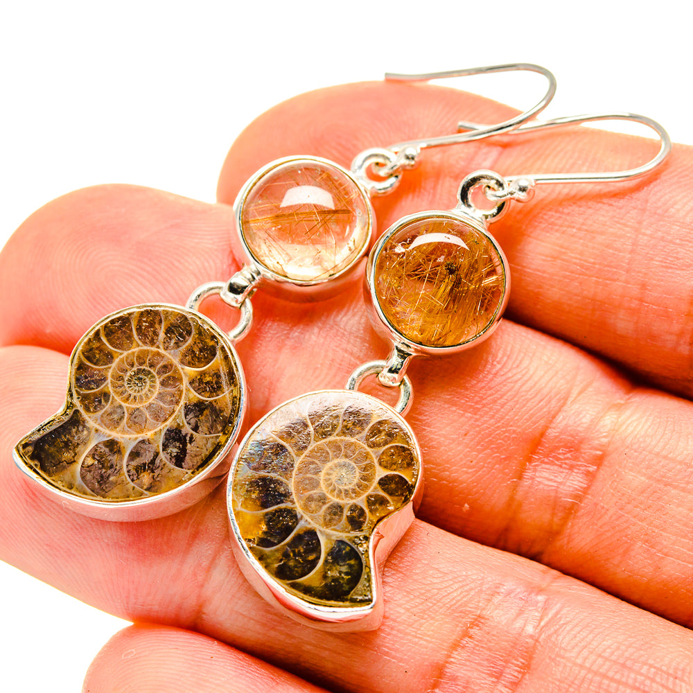 Ammonite Fossil Earrings handcrafted by Anasilvercos - EARR416202