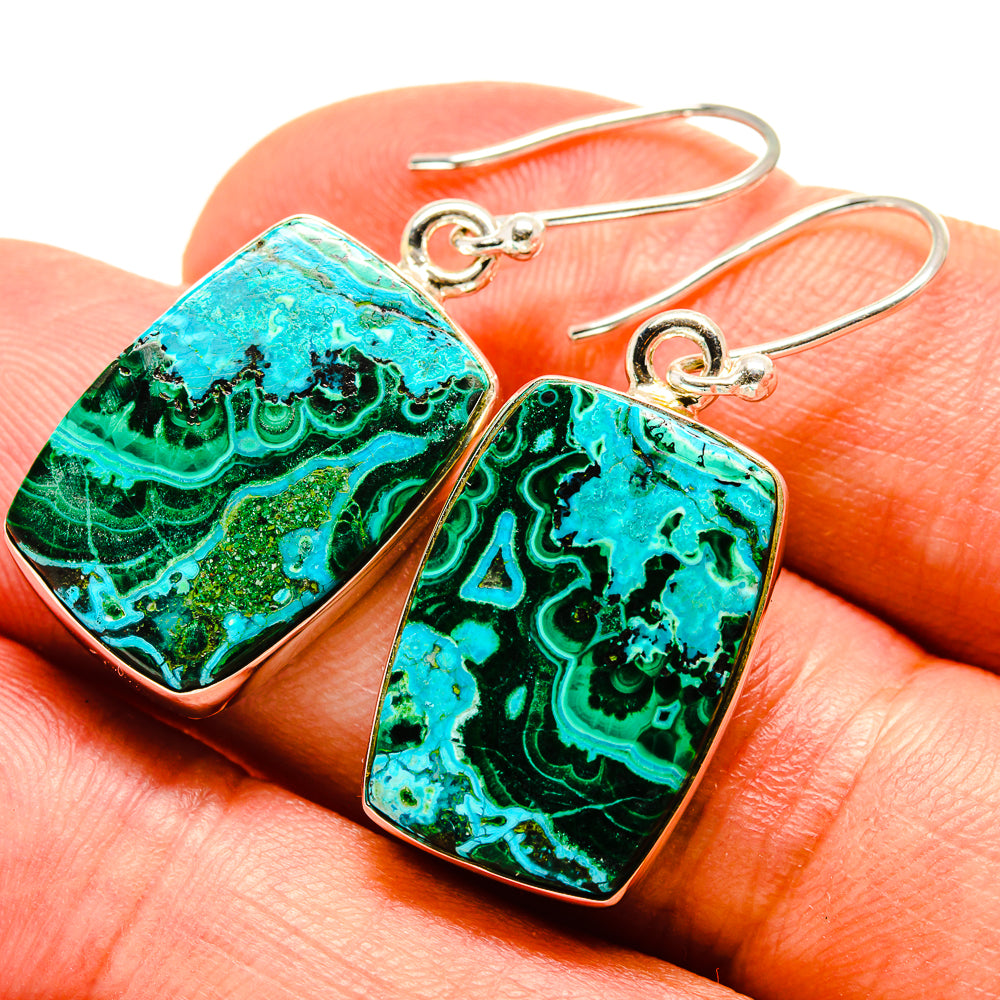 Malachite In Chrysocolla Earrings handcrafted by Anasilvercos - EARR416221