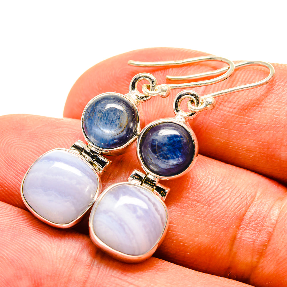 Blue Lace Agate Earrings handcrafted by Anasilvercos - EARR416223