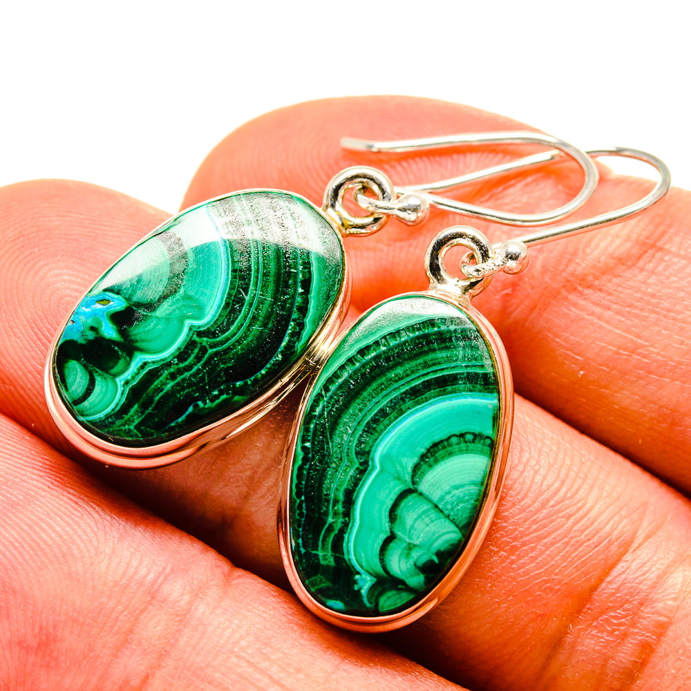 Malachite In Chrysocolla Earrings handcrafted by Anasilvercos - EARR416228