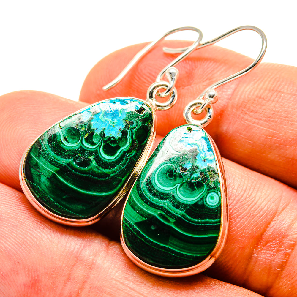 Malachite In Chrysocolla Earrings handcrafted by Anasilvercos - EARR416239