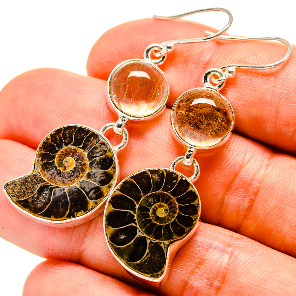 Ammonite Fossil Earrings handcrafted by Anasilvercos - EARR416241