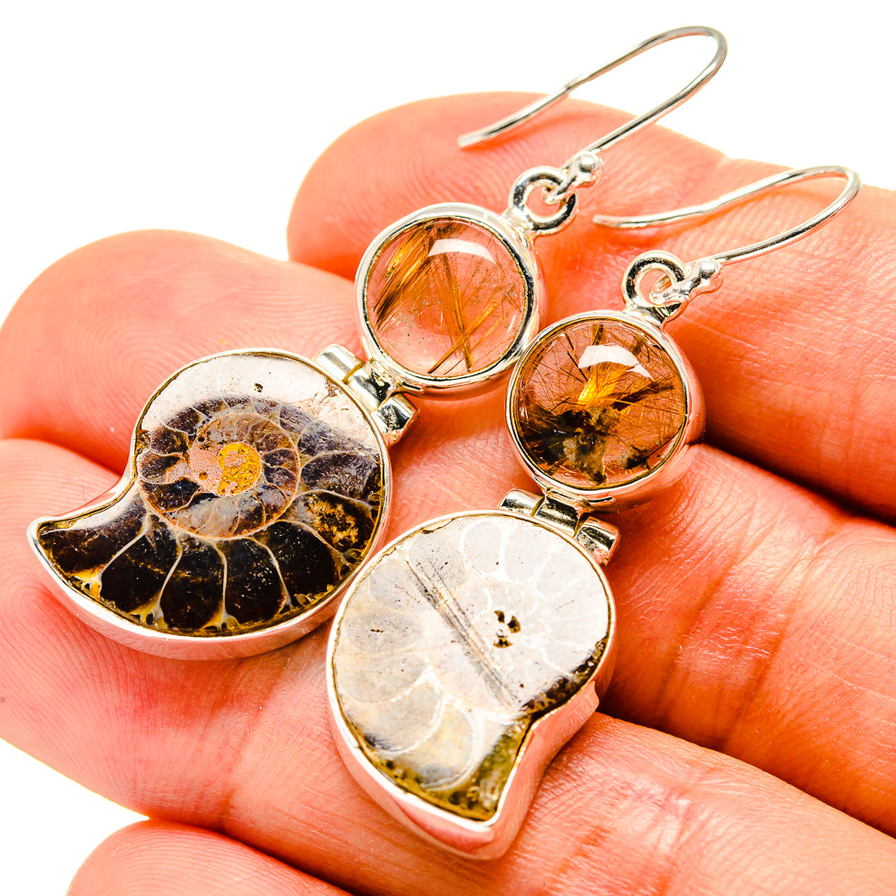 Ammonite Fossil Earrings handcrafted by Anasilvercos - EARR416245