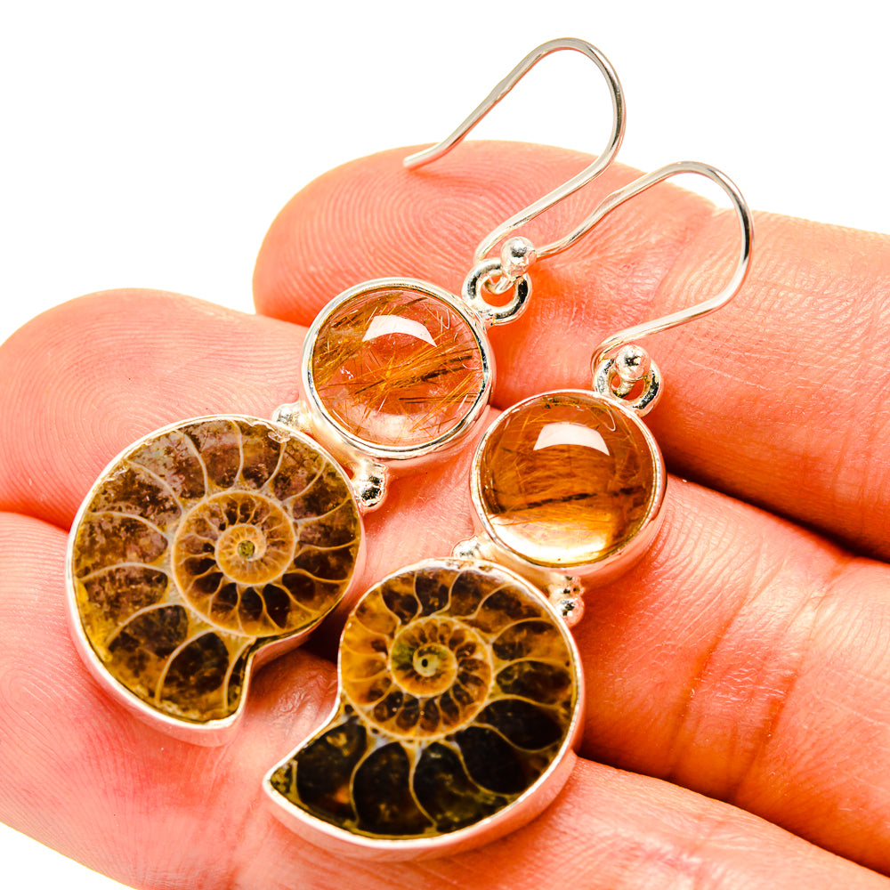 Ammonite Fossil Earrings handcrafted by Anasilvercos - EARR416251