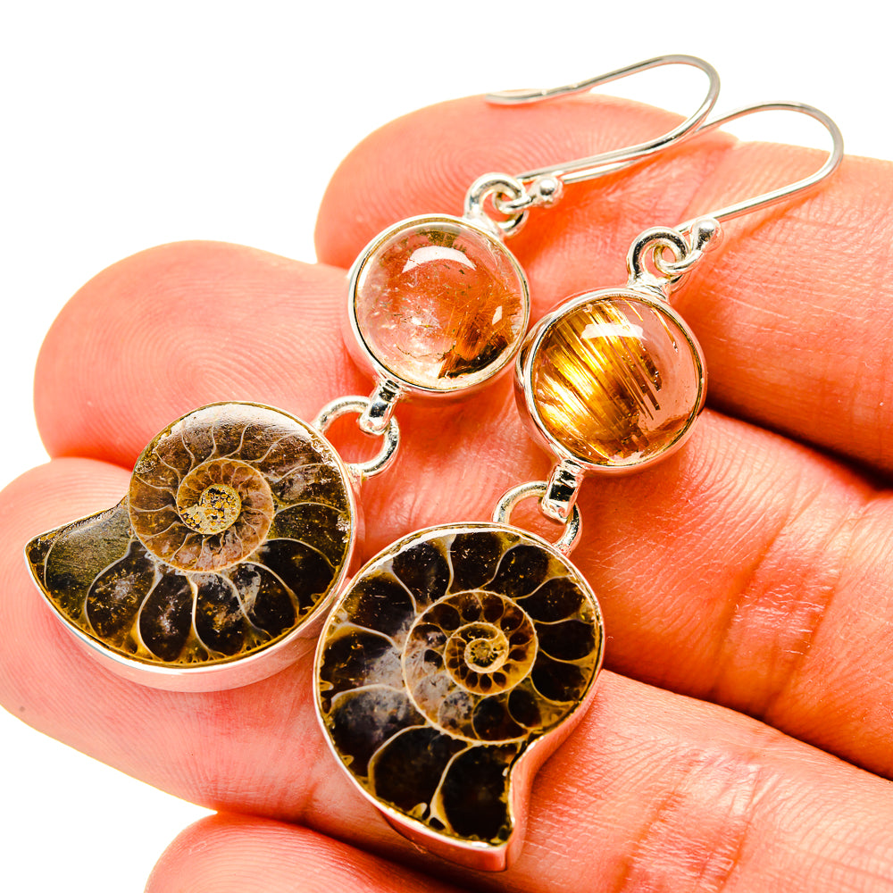 Ammonite Fossil Earrings handcrafted by Anasilvercos - EARR416255