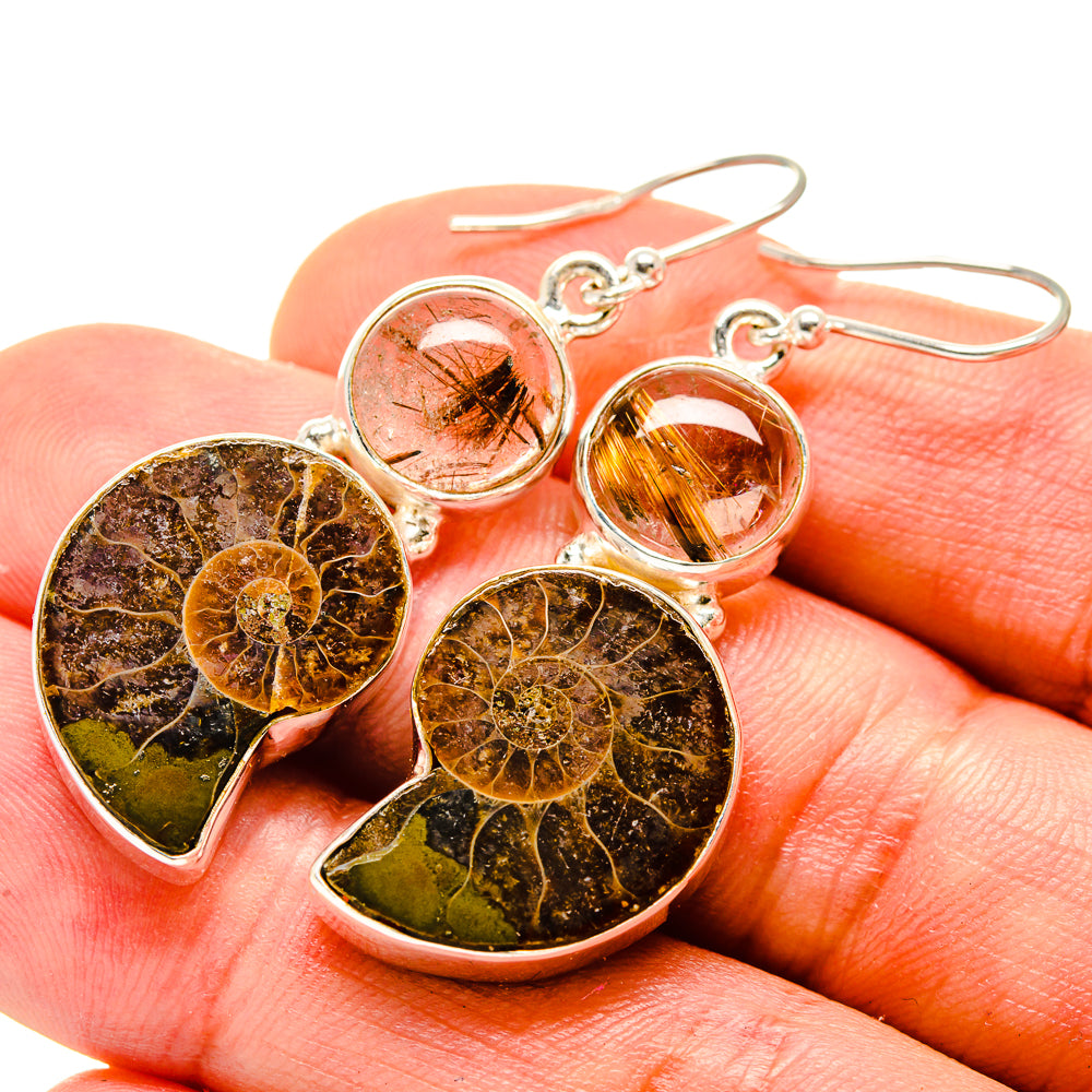 Ammonite Fossil Earrings handcrafted by Anasilvercos - EARR416259
