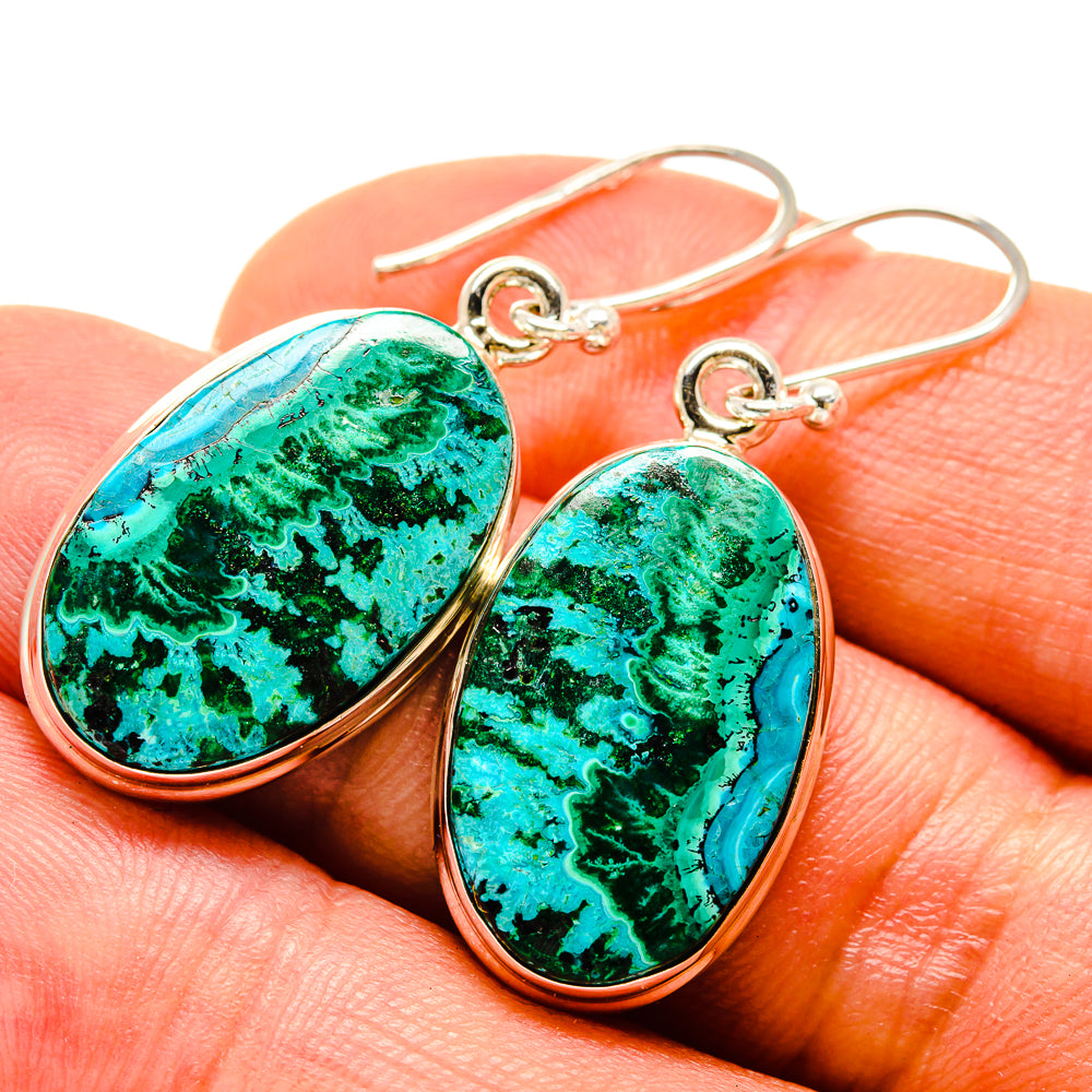 Malachite In Chrysocolla Earrings handcrafted by Anasilvercos - EARR416267