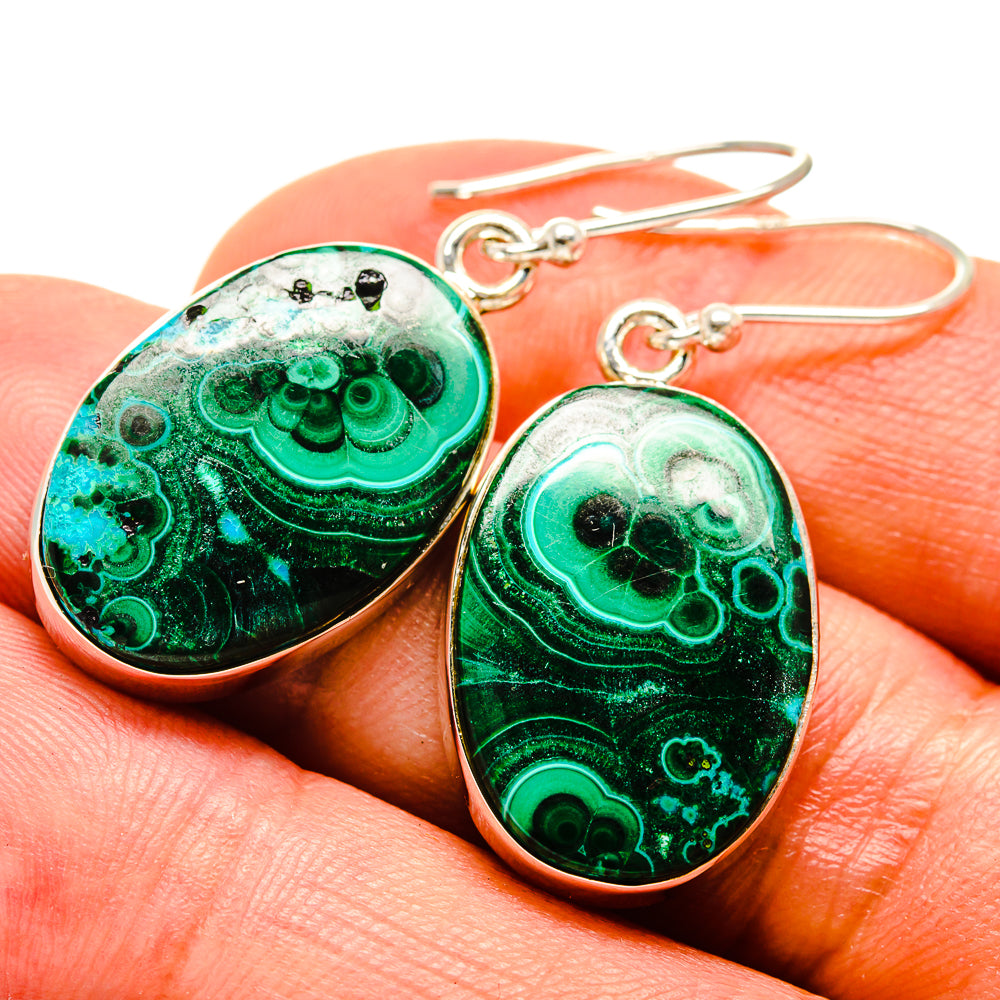 Malachite In Chrysocolla Earrings handcrafted by Anasilvercos - EARR416272