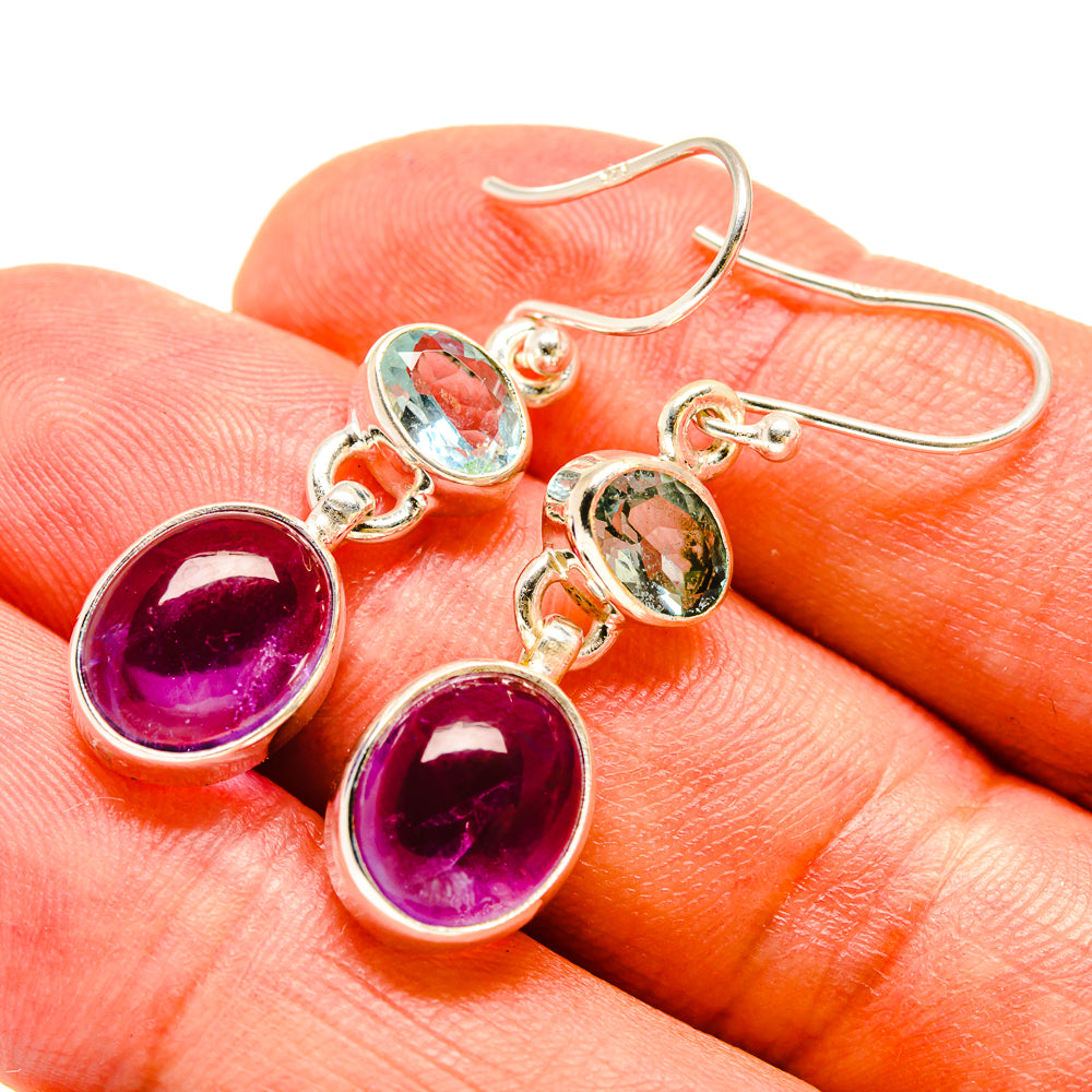Amethyst, Blue Topaz Earrings handcrafted by Anasilvercos - EARR416300
