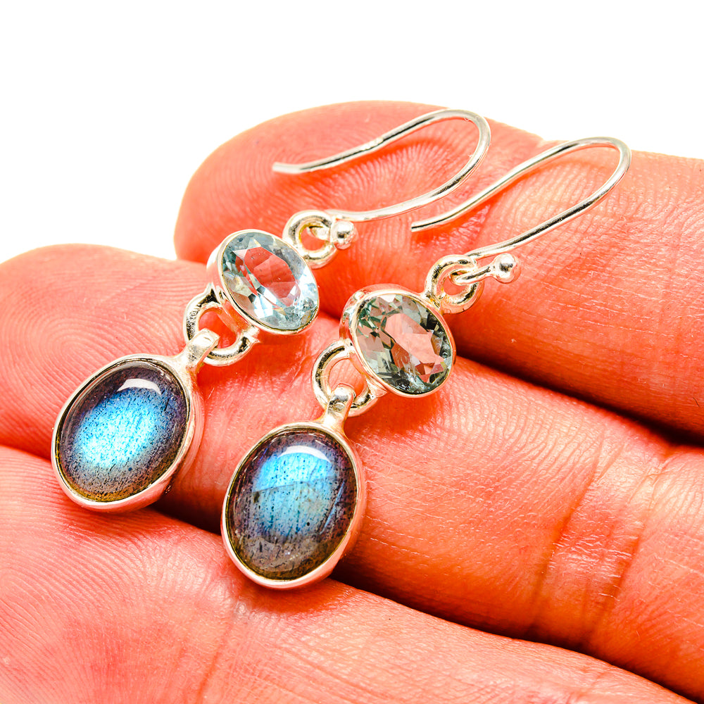 Labradorite, Blue Topaz Earrings handcrafted by Anasilvercos - EARR416301