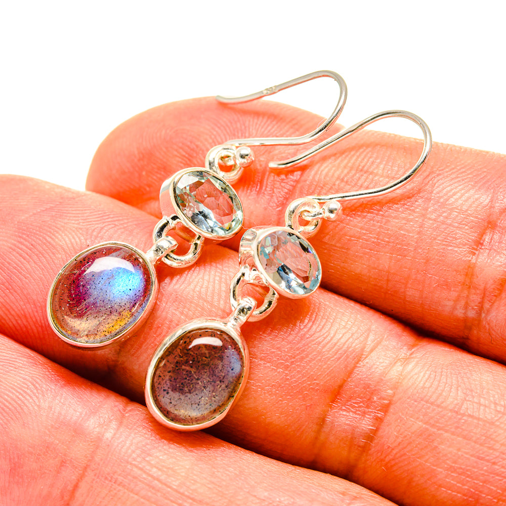 Labradorite, Blue Topaz Earrings handcrafted by Anasilvercos - EARR416304