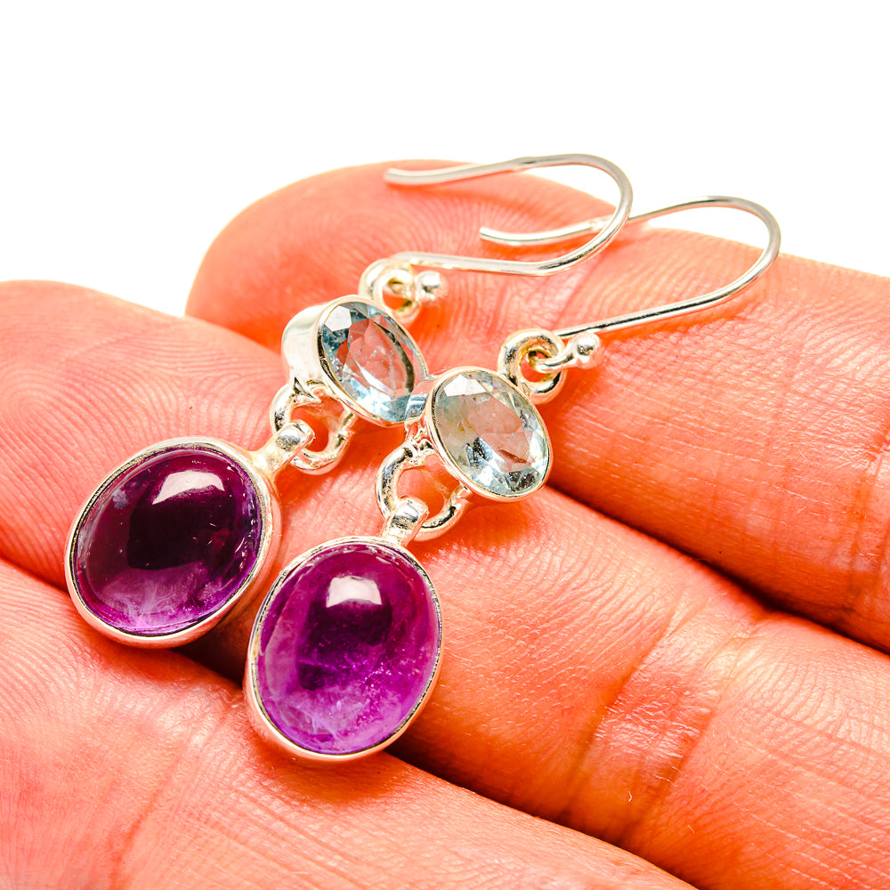 Amethyst, Blue Topaz Earrings handcrafted by Anasilvercos - EARR416305