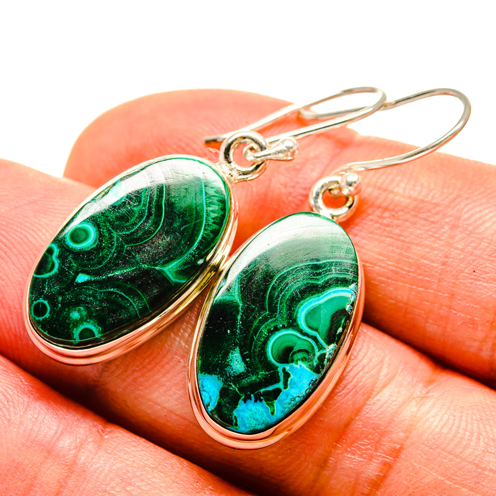 Malachite In Chrysocolla Earrings handcrafted by Anasilvercos - EARR416309
