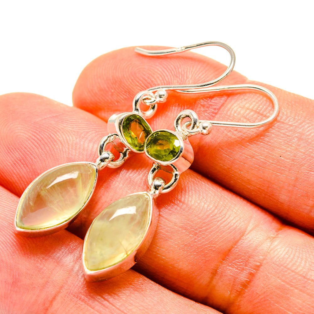 Prehnite, Peridot Earrings handcrafted by Anasilvercos - EARR416310