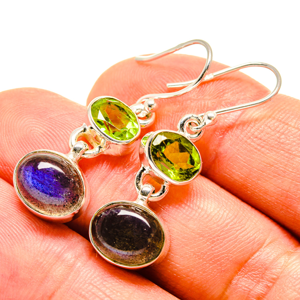 Labradorite, Peridot Earrings handcrafted by Anasilvercos - EARR416317
