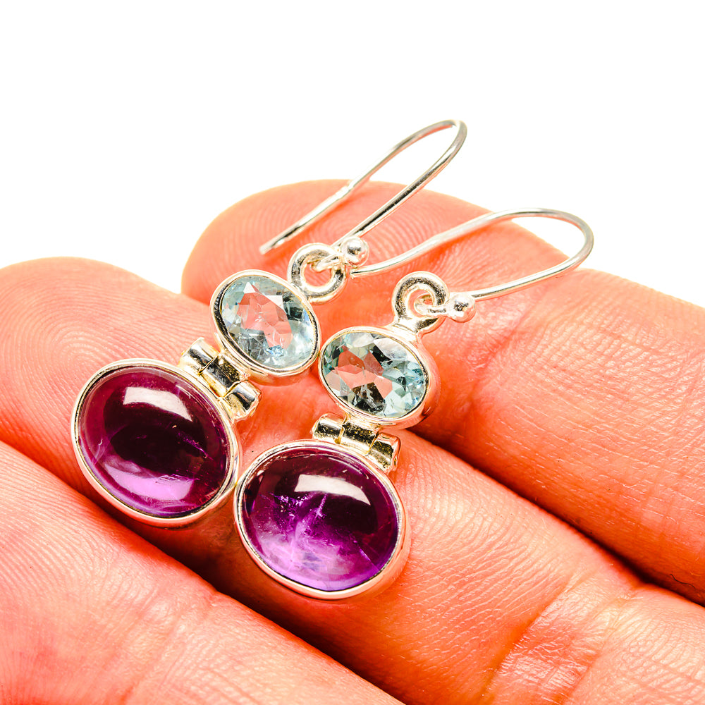 Amethyst, Blue Topaz Earrings handcrafted by Anasilvercos - EARR416319