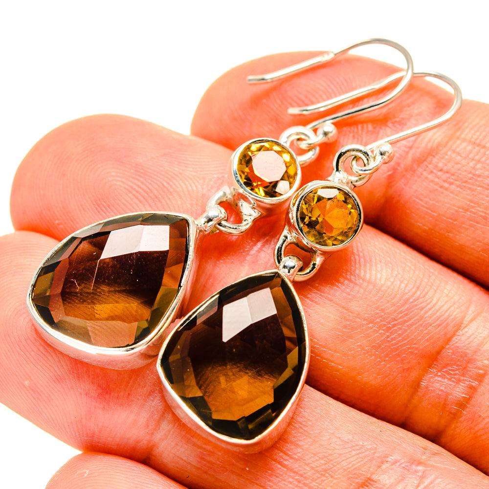 Smoky Quartz, Citrine Earrings handcrafted by Anasilvercos - EARR416325
