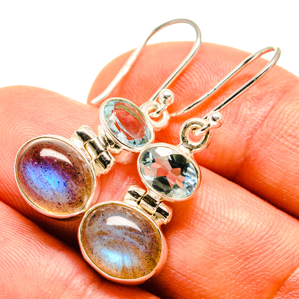 Labradorite, Blue Topaz Earrings handcrafted by Anasilvercos - EARR416326