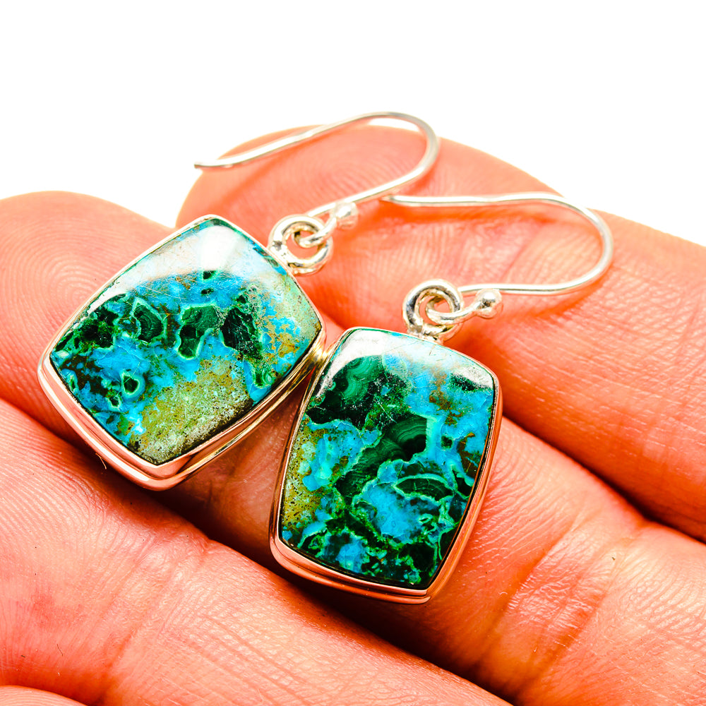 Malachite In Chrysocolla Earrings handcrafted by Anasilvercos - EARR416328