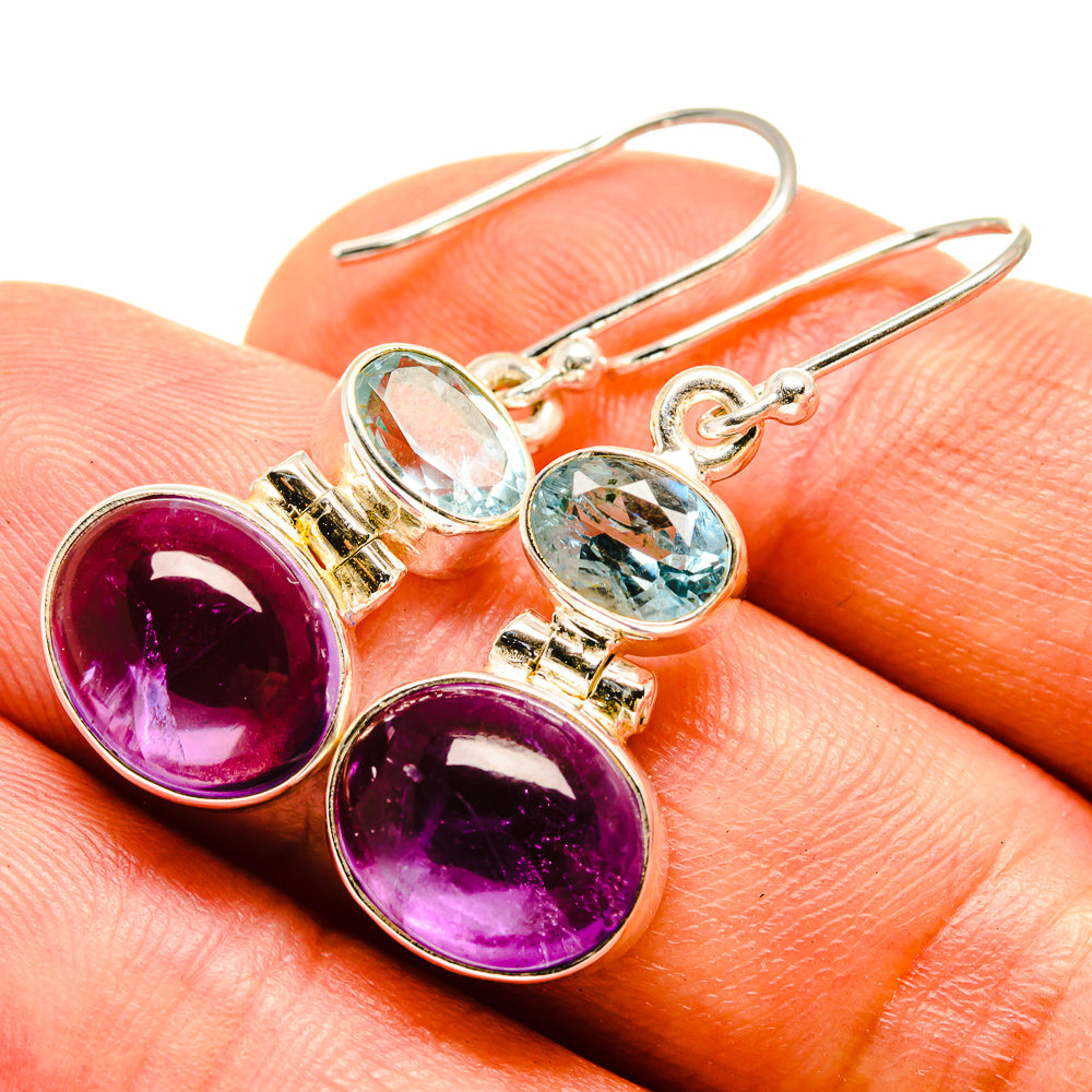 Amethyst, Blue Topaz Earrings handcrafted by Anasilvercos - EARR416348