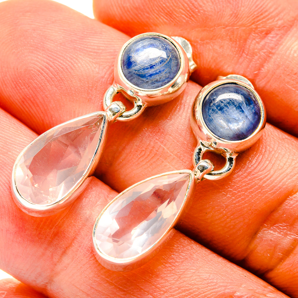 Rose Quartz, Kyanite Earrings handcrafted by Anasilvercos - EARR416362
