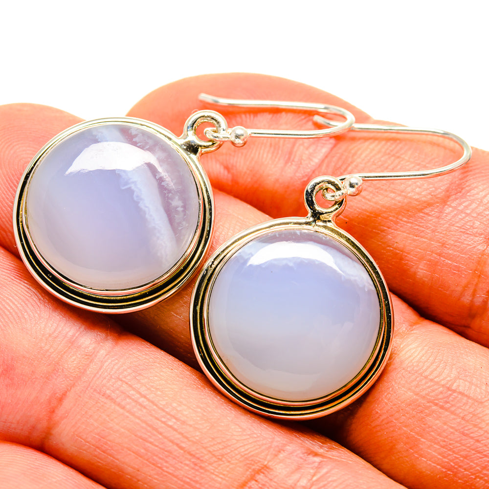 Blue Lace Agate Earrings handcrafted by Anasilvercos - EARR416365