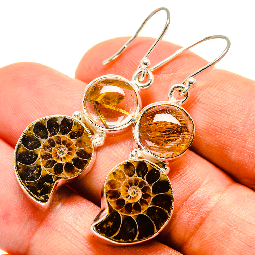 Ammonite Fossil Earrings handcrafted by Anasilvercos - EARR416389