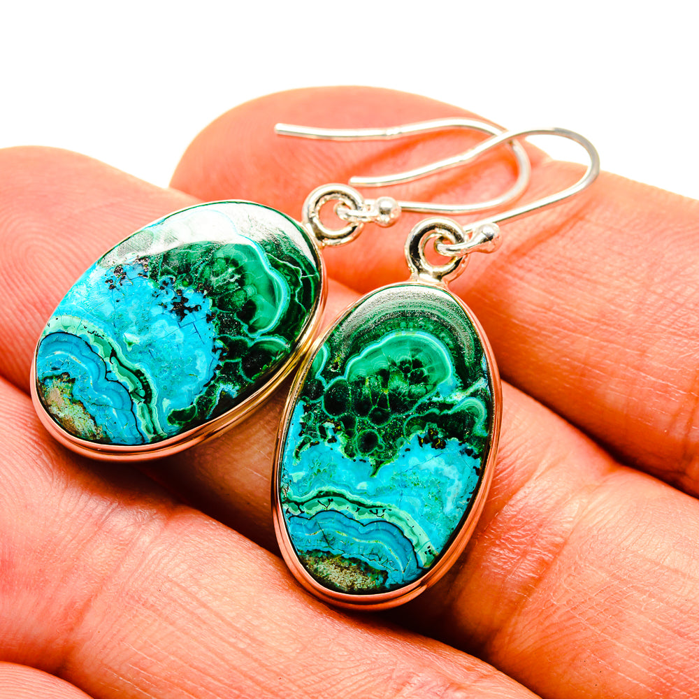 Malachite In Chrysocolla Earrings handcrafted by Anasilvercos - EARR416399