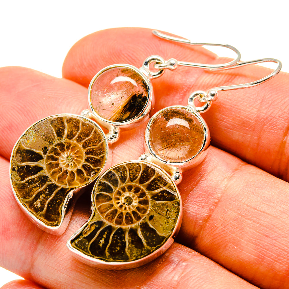 Ammonite Fossil Earrings handcrafted by Anasilvercos - EARR416400
